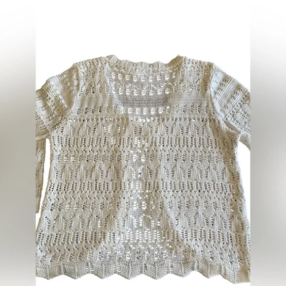 Vintage White Stag Tie Front Sweater Women’s XL Cottagecore Coquette 90s Grandma - Picture 3 of 5